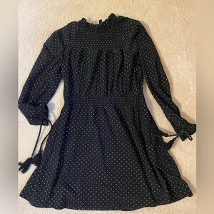 Black Topshop mini dress with tiny white polka dots